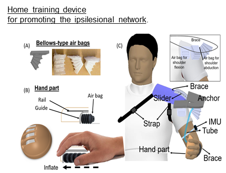 home training device for promoting the ipsilesional network.