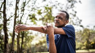 man stretching