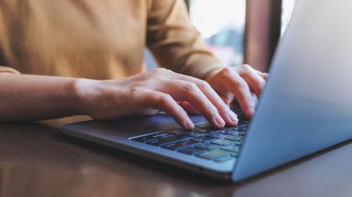 typing on a computer