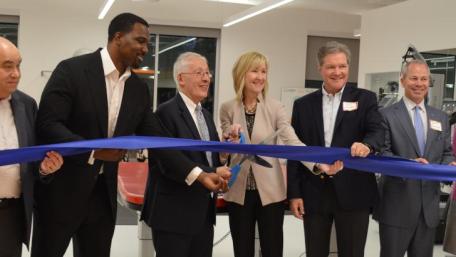 Joanne C. Smith, MD, president and CEO of Shirley Ryan AbilityLab,  Homewood Mayor Rich Hofeld and Illinois State Senator Napoleon B. Harris, and others cut the ribbon at the new Homewood DayRehab Center