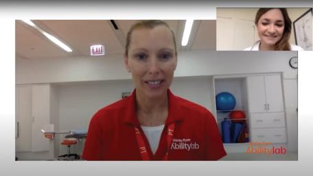 Shirley Ryan AbilityLab therapist meets with patient over telehealth appointment