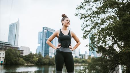 Woman in work out clothes