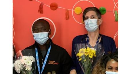 21st Floor Nursing Team’s Mat Peltier & Hannington Muwanga Honored with DAISY & BEE Awards