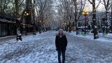 picture of Angelika Kudla on a snowy empty street