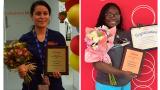 Eva R. and Cheryl M. accept their awards.